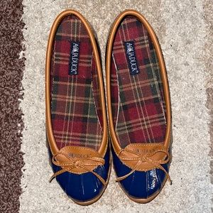 AQUADUCK SAIL SHOES TAN AND NAVY BLUE (7M) A1